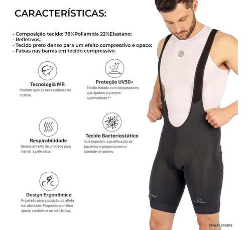 Imagem 4 de 9 de Bretelle Masculino Ciclismo Mauro Ribeiro Light Tour 2.0