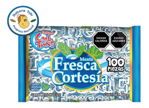 Cool Toons Pastillas Fresca Cortesia Menta 100piezas