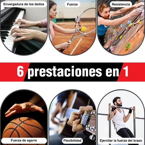 Ejercitador De Mano De Kit Elastica Fortalecedor 6 En 1
