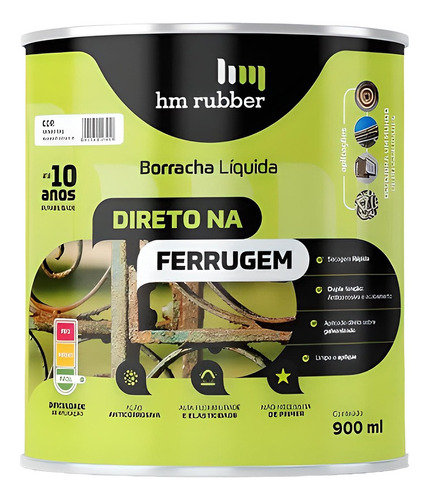 Anticorrosivo Para Metal Direto Na Ferrugem Hm Rubber 900 Ml Cor Cinza