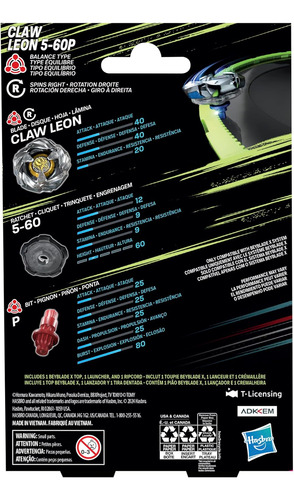 Paquete De Inicio Beyblade X Claw Leon 5-60p Con Peonza Gira
