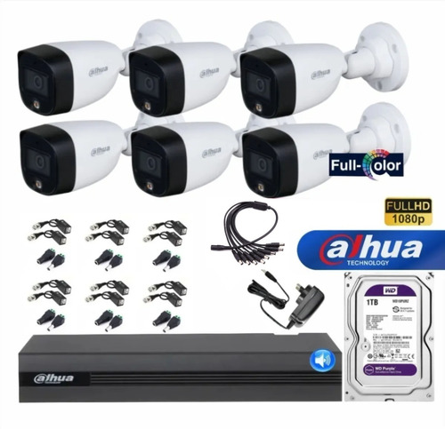 Imagen 1 de 7 de Kit Seguridad Dahua Cctv Dvr 8ch + 6 Camara Fullcolor +disco