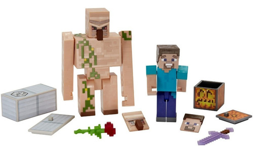 Minecraft Steve And Iron Golem Mattel /cdjuguetes