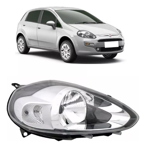 Optica Para Fiat Punto 2012 2013 2014 Cromada/negro Derecha 