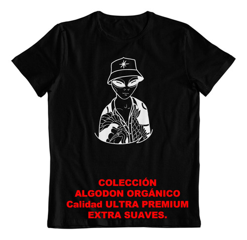 Polera - Dtf - Algodon Organico - Alien Relax Chill 420 Art