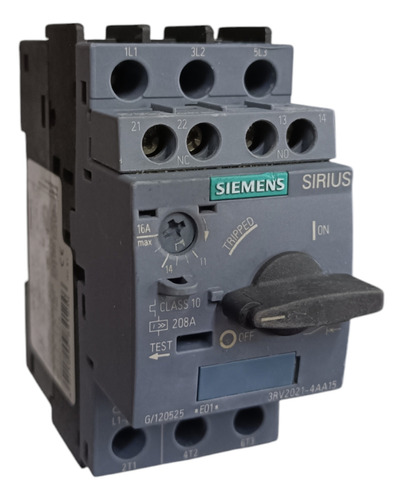 Guardamotor Siemens 3rv2021-4aa15, 11-16 Amp 690v 1no+1nc