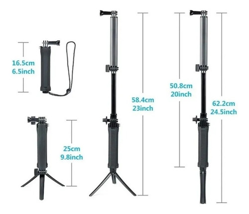 Baston Selfie Stick Monopod Tripie Gopro Pole 3-way