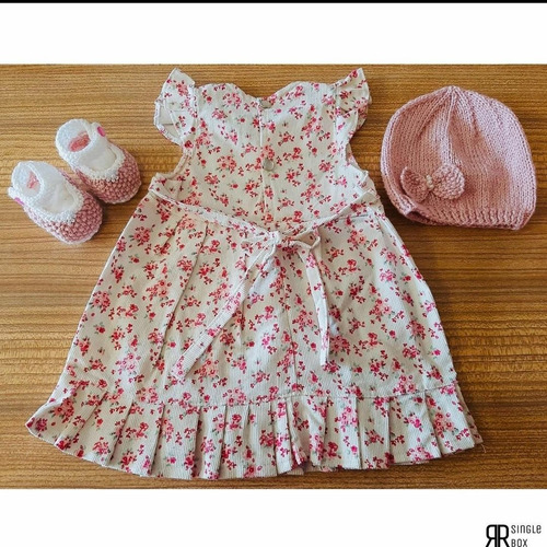 Jumpers Para Bebe Niña Ropa, Vestido Gorro Saco Y Escarpines