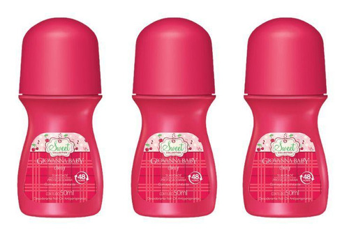 Desodorante Roll-on Giovanna Baby Cherry 50ml - Kit C/3un