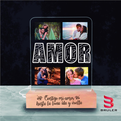 Imagen 8 de 10 de Lámpara Spotify Base De Madera Personalizada Con Acrílico