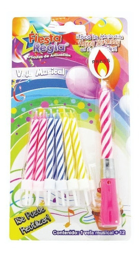 12 Pz Vela Musical + 12 Velitas Para Pastel Las Mañanitas