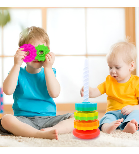 Juguetes Giratorios Apilables Torre Rainbow Juego Montessori