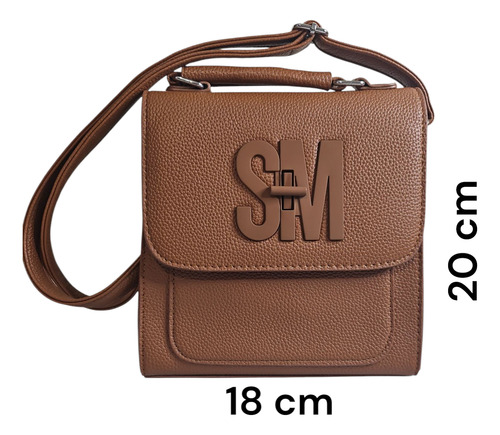 Bolsa De Dama Sm; 2 En 1 Crossbody Y Mochila. Marrón Lisa Níquel Marrón