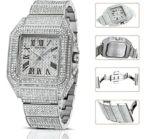 Gosasa Moda Hip Hop Reloj De Cristal Para Hombre Bling Bling