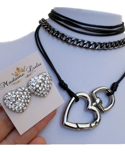 Imagem 1 de 10 de Kit Colar, Pulseira E Cinto Coração Estrela Pingente Atacado