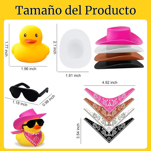 12 Mini Patos Vaqueros Con Sombrero, Bufanda Y Gafas De Sol