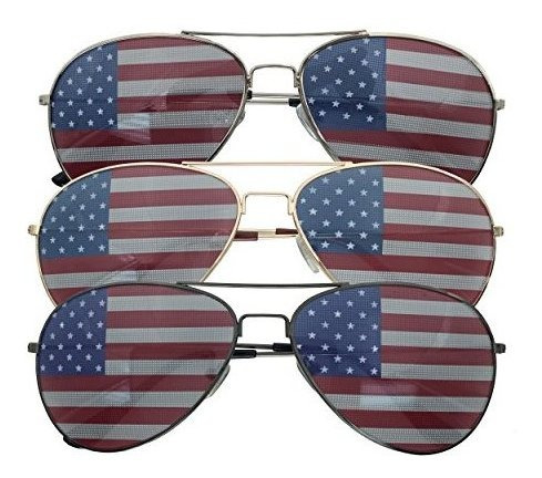 Pack 3 Bulk Usa America Glasses American Flag Gafas De Sol E 