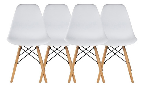 Cadeira de jantar Begônia Eames, estrutura de cor  branco, 4 unidades