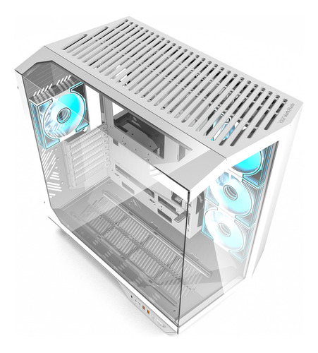 Gabinete Darkflash Dy470 Atx Lujo Vista 330° Con 4 Fans Argb Blanco