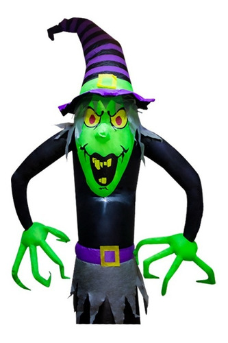 Inflable De Halloween Bruja Con Luz Led Decorativo Exterior