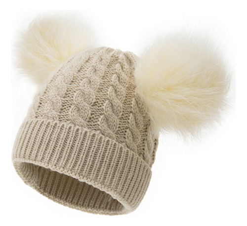 Regalo Gorro Con Pompones Dobles, Tejido En Invierno, Para