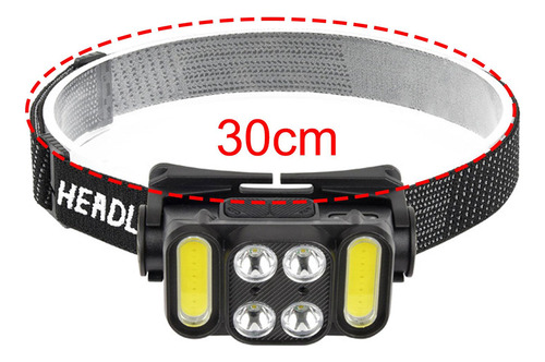 Linterna Frontal Led Recargable, 6 4 Cuentas Led Cuadradas.