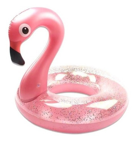 Boia Flamingo Rosa Glitter Inflável Grande Piscina Praia