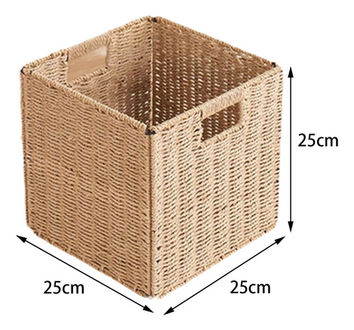 Cesta Tejida Para Almacenamiento, Organizador De 25x25x25cm
