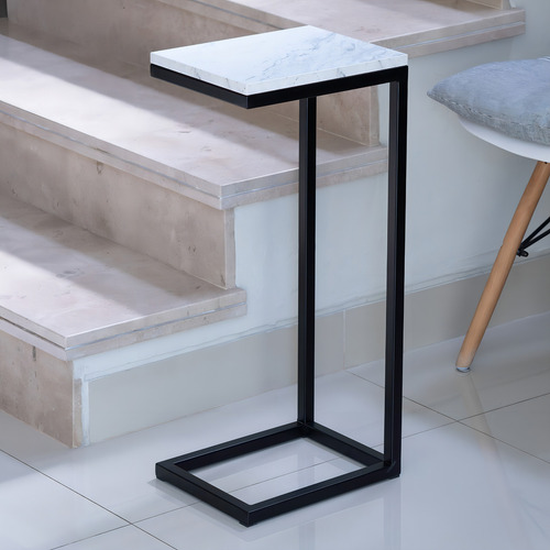 Mesa Lateral Chica Metal Minimalista Moderna Calidad Color Blanca