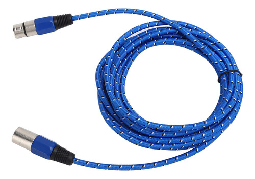 Cable Xlr Para Micrófono, Tejido Azul, 3 Pines, Accesorio Fe
