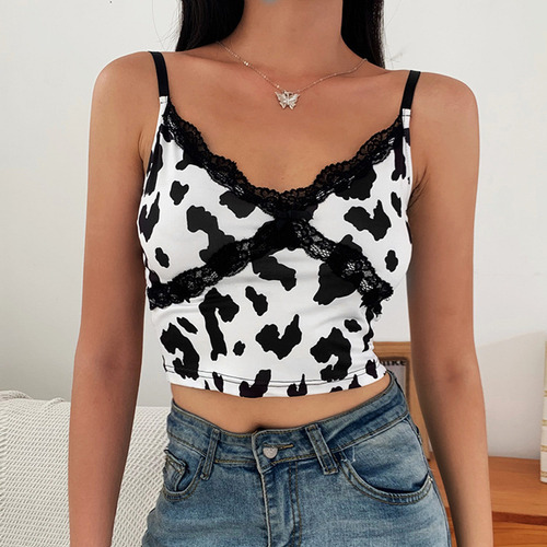 Camisetas Sin Mangas Con Cuello En V De Encaje Para Mujer, C