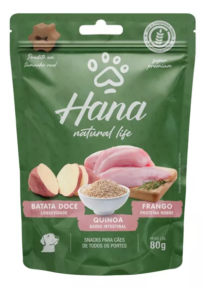 Petisco Cães Sabor Frango, Batata E Quinoa 80g Hana