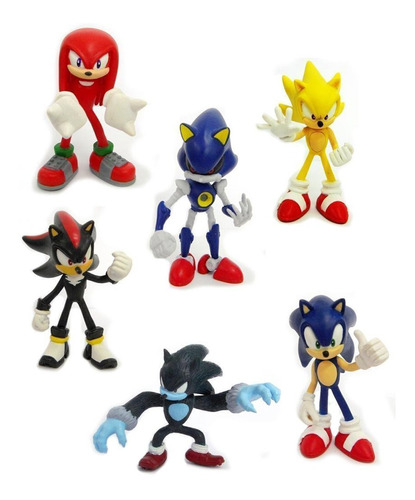 6pcs Sonic Figura Juguetes Muñeca Anime Animado Modelo De Ac