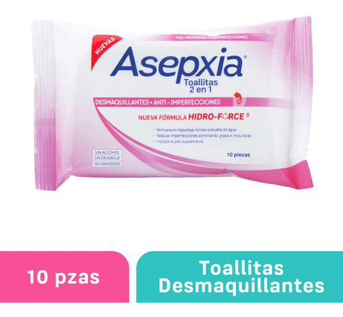 Imagen 1 de 4 de Toallitas Desmaquillantes Asepxia 10 Piezas Genomma Lab