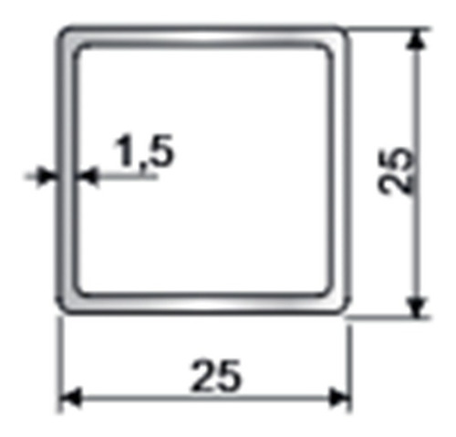 Caño De Aluminio Anodizado Natural 25x25 P1,5 $ X3mt (167)