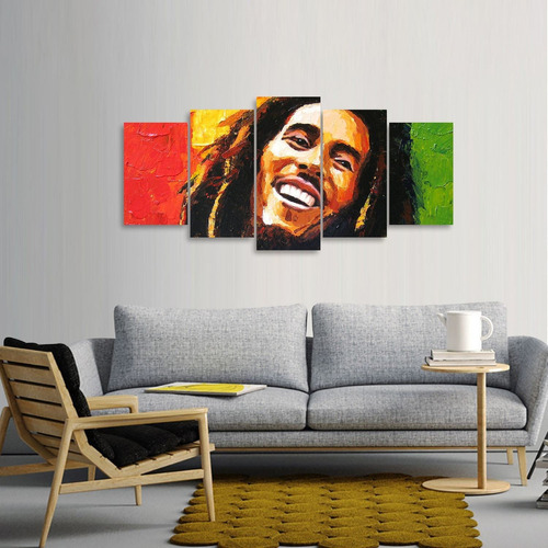 Quadro Decorativo Bob Marley Música Mosaico 5 Peças