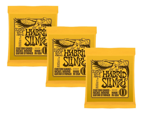 Cuerdas De Guitarra Ernie Ball Hybrid Slinky (pack De 3)