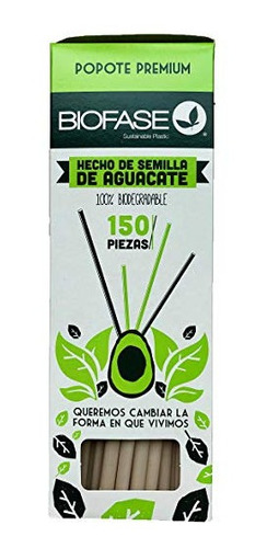 Caja 150pz De Popotes Biodegradables De Semilla De Aguacate 