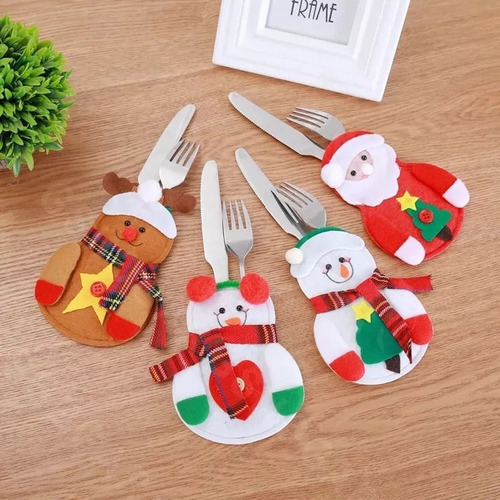 Juego De 12 Soportes Para Cubiertos Navideños, Adorno De Mes
