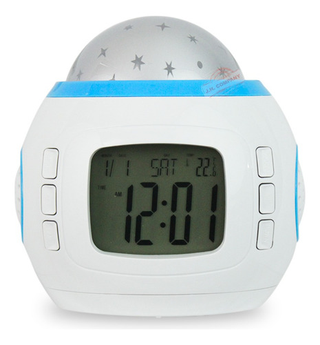 Reloj Digital Proyector Estrella Luz Sonido Despertador 1203 Color Blanco