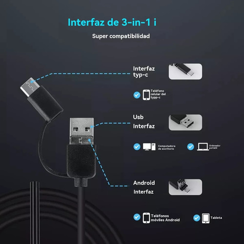 Cámara Endoscopio Boroscopio 5.5mm,usb 3.5metro,3 En 1, Led