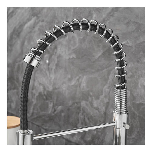 Canilla Monocomando Pico Flexible Extensible Cocina Mesada Brillante Detalles En Negro