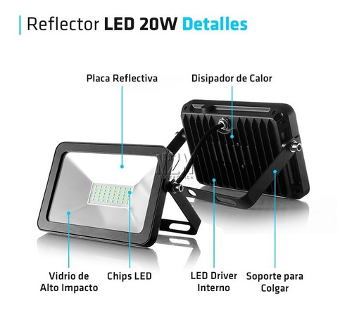Reflector Led 20w Multiled Alta Potencia Exterior