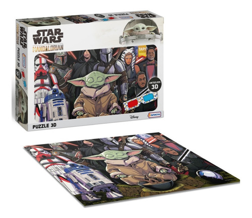 Imagen 2 de 2 de Staw Wars Mandalorian Rompecabeza 60 P 3d C/anteojos Puzzle