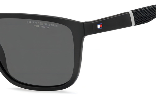Lente masculina Tommy Hilfiger Th 2043/s preta fosca, cor cinza, design oceânico