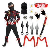 Comprar Disfraz Ninja Niño, 18 Piezas Conjunto De Disfraces Para Niños Con Ropa Ninja Y Accesorios Ninja, Disfraz Mono Ninja Para Carnaval, Halloween, Cosplay