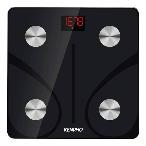 Renpho ES-CS20M balança corporal inteligente bluetooth com análise de BMI e gordura corporal com aplicativo de celular para marcar histórico até 180 kg preta