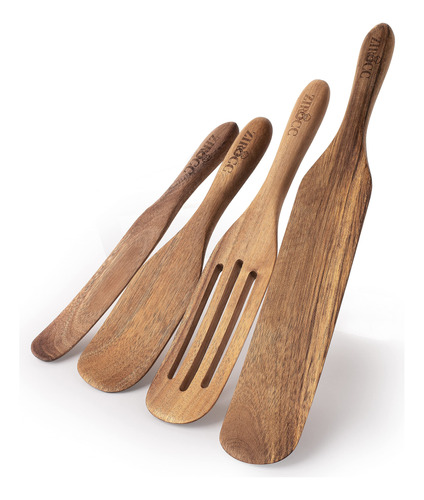 Utensilio Cocina Madera; Juego 4 Pieza Madera Acacia Natural