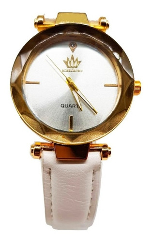 Relógio Feminino More Crowm Couro Original Branco