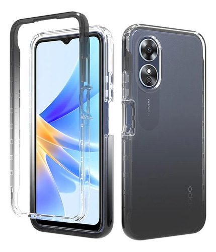 Funda 2 En 1 Uso Rudo For Modelos Oppo Bicolor Transparente